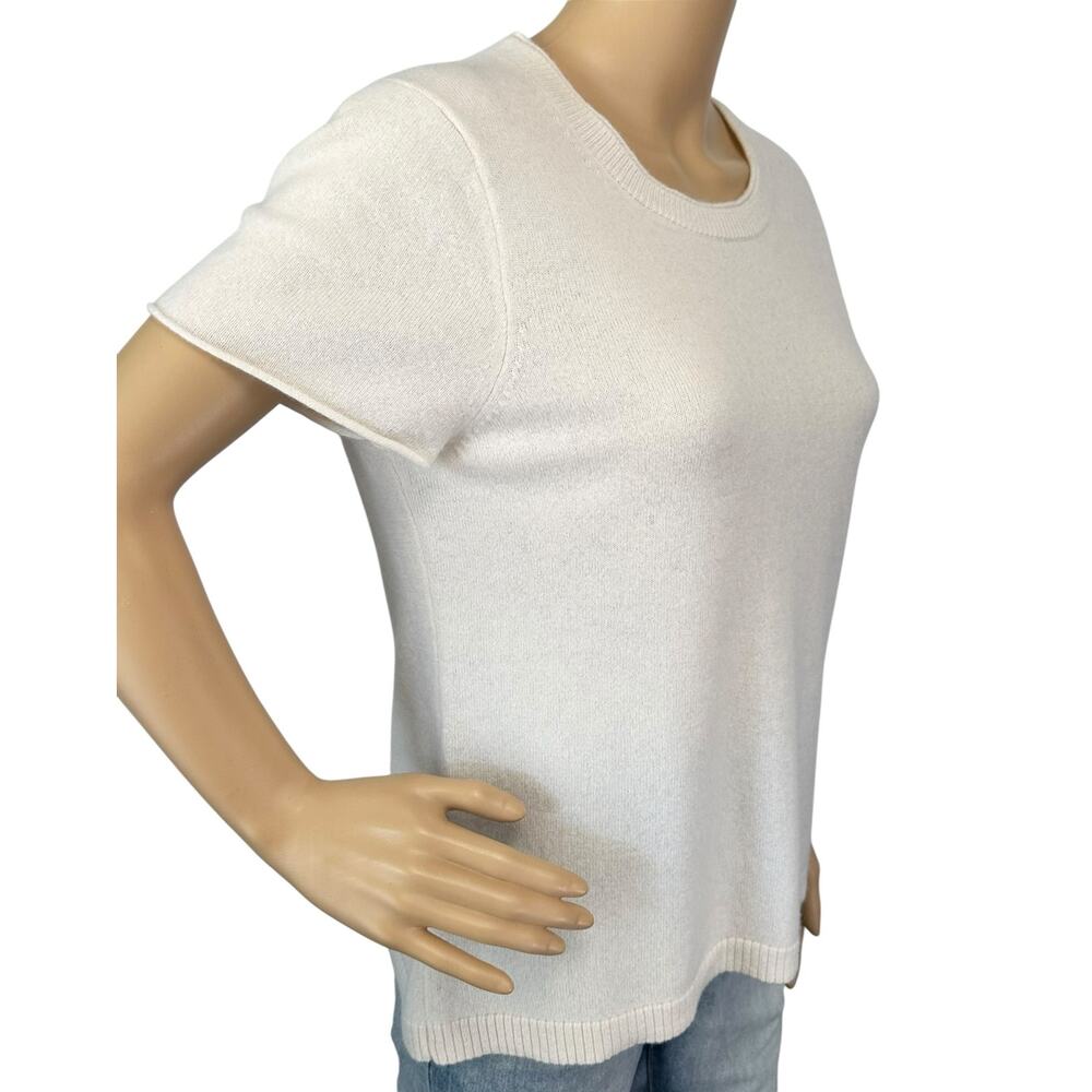 J. Crew Pure Cashmere Relaxed T-Shirt Ivory Cream BG648 Size L - Picture 5 of 14
